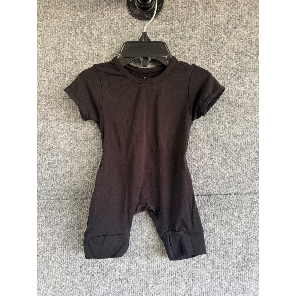 The Simple Seed Newborn Black Bamboo Viscose Short Sleeve Romper Made in USA
